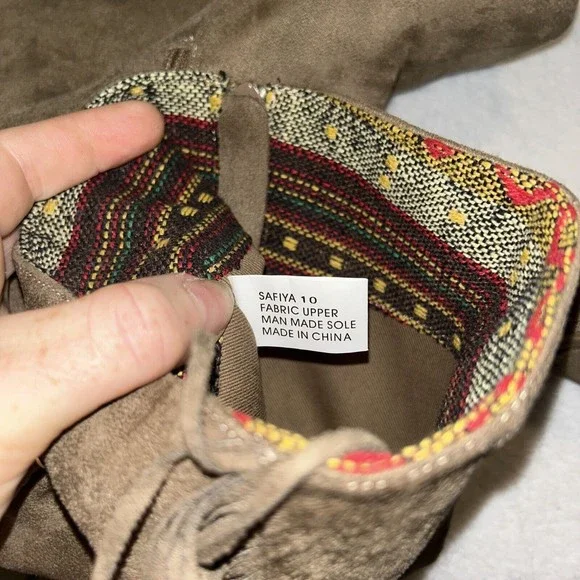 Rock And Candy Calf Length  Boots Safiya  Size 10. Fringe Taupe Suede . EUC - Picture 5 of 8